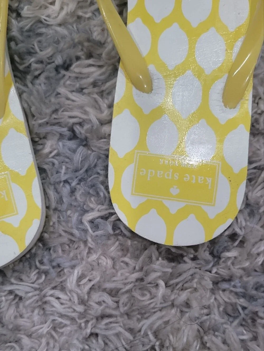 kate spade Yellow and White Patterned Bow Flip Flops